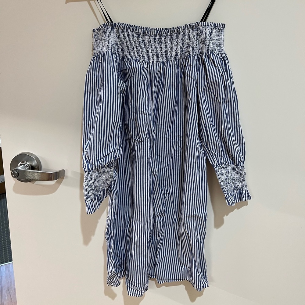 Forever 21 - off the shoulder striped blue dress